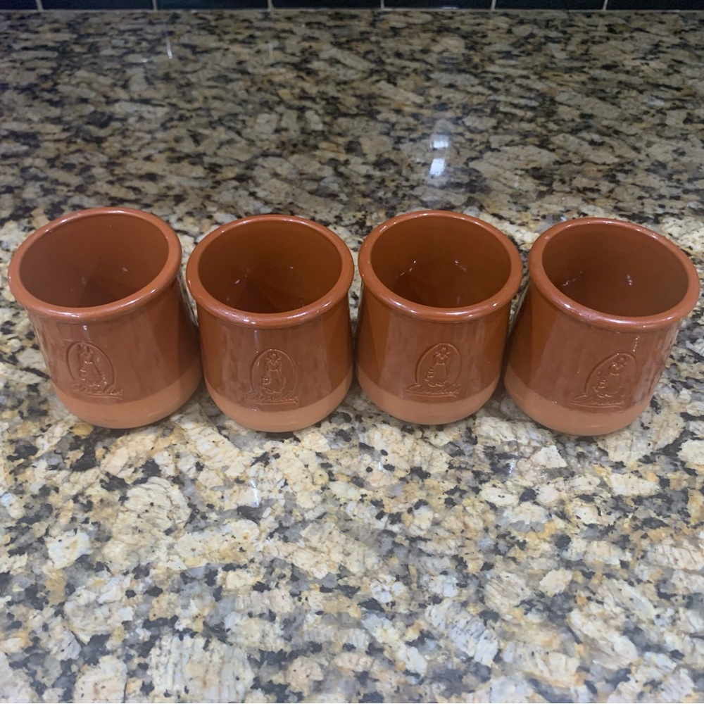 Set of 4 Amelia Cermer Terra Cotta Pottery Yogurt Post Red